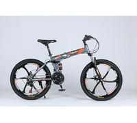 selling united Folding Mountain Bike 24/26 Inch MTB Full Suspension Disc Brakes 21 Speed Lightweight Adult Bicycle - 5 Colours (Grey, 24 Inches)