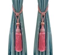 Selling Wonderful Curtain Holdbacks Curtains Tiebacks Home Decorative Braided Buckle Fastener Accessories Window Drapery Ball Tassels Tiebacks, Set of 2(Pink)