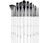 SELLORIA 12 PCS Mix Professional Art Paint Brushes Set, White Handles with Silver Ferrules, Mixed Bristle Tips, Artist Acrylic Paint Brushes,Oil Acrylic Watercolour Art Craft Model Making Brushes