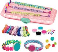 SELLORIA Hand Rope Braider for Children Bracelet Making Accessories Kids 1 Set Friendship Maker Kit DIY Crafts Girls with Travel Activities Gift 8-12 Years Old Girls - Pink
