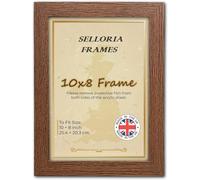 SELLORIA Natural Wooden Modren Style Photo,Poster,Picture Frames,Tabletop and Wall Mounting Picture Frames,Small Frame with Plexiglass Window for Portrait Photo Landscape (Dark Oak Colour, 10X8)