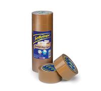Sellotape Brown Parcel Plus Tape, Waterproof & Extra Strong Packaging Tape, 50mm x 66m, Pack of 6