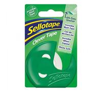 Sellotape clever invisible clear sticky tape 18mm x 15m x 1 single roll with dispenser