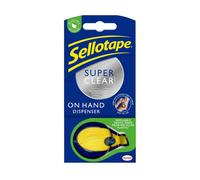 Sellotape On Hand Tape Dispenser (18mm X 15M, 6 Pack) - Super Clear Extra Sticky Tape With Maximum Clarity