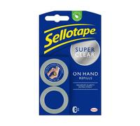 Sellotape On Hand Tape Refills (18mm X 15M) - 24 Rolls (2 X 12 Packs) Super Clear Extra Sticky Tape, Maximum Clarity