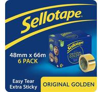 Sellotape Original Easy Tear Extra Sticky Golden Tape 48mm x 66m (Pack 6) - 2974502
