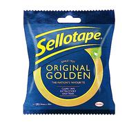 Sellotape Original Golden, Multi-Purpose Clear Tape for Household Objects, Clear Packing Tape for Sticking Envelopes or Cards, Easy to Use Packaging Tape, 24mmx50m