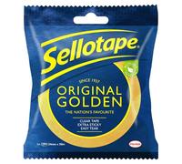 Sellotape Original Golden, Multi-Purpose Clear Tape for Household Objects, Clear Packing Tape for Sticking Envelopes or Cards, Easy to Use & Extra Sticky Packaging Tape, 24mm x 50m