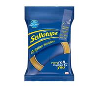 Sellotape Original Golden, Multi-Purpose Clear Tape for Household Objects, Clear Packing Tape for Sticking Envelopes or Cards, Easy Starter & Easy Tear Packaging Tape, 18mm x 66m