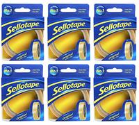 Sellotape Original Golden Sticky Tape/Strong and Extra Sticky Adhesive Tape/Applies Clear / 6 Rolls x 50m