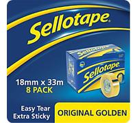 Sellotape Original Golden Tape 18mm x 33m Transparent 8 Rolls