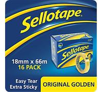 Sellotape Original Golden Tape 18mm x 66m Transparent 16 Rolls