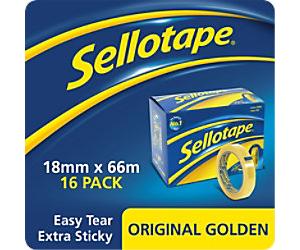 Sellotape Original Golden Tape 18mm x 66m Transparent 16 Rolls