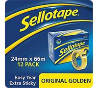 Sellotape Original Golden Tape 24mm x 66m Transparent 12 Rolls