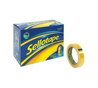 Sellotape Original Golden Tape, Extra Sticky & Easy Tear, Large, 24mm x 66m , Pack of 12