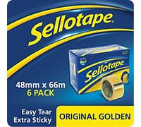 Sellotape Original Golden Tape 48mm x 66m Transparent 6 Rolls
