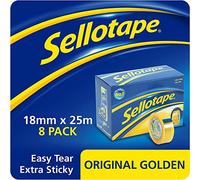 Sellotape Original Golden Tape Roll Non-static Easy-tear Retail Pack 18mmx25m Ref 1443169 {Pack 8]