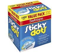 Sellotape Sticky Dots Removable Box/1600 Sellotape Sticky Dots Removable Value Pack 1600 Dots/Box (Clear Double Sided Adhesive Dots), (Sticky Dots Permanent 12 x Sleeves)
