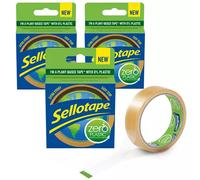 Sellotape Zero Plastic Plant Based Easy Tear Extra Sticky Tape Clear 24mm x 30m - Buy 2 Get 1 Free - 2956197 X3