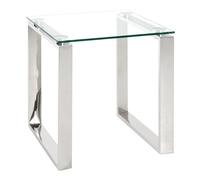 selma small clear glass side table with stainless steel legs