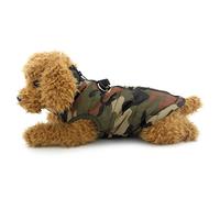 SELMAI Camo Water-Resistant Small Dog & Cat Harness Jacket with D-Ring, Zip Closure, Soft Lightweight Padded Autumn Winter Quilted Vest Coat for Chihuahua Puppy