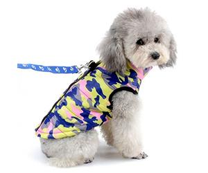 SELMAI Camo Waterproof Small Dog Cat Winter Coat Quilted Vest Jacket Harness with D-ring Pet Puppy Puffer Coat Chihuahua Cold Weather Clothes Apparel Pink XS