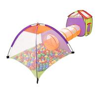 Selonis 3In1 Play Tent With Tunnel Playground Ball Pit With 200 Balls For Kids, Multicolour:Yellow/Green/Blue/Red/Orange