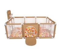 Selonis Baby Playpen Big Size Playground with 100 Balls for Kids, Beige:Yellow/Orange/Pastel Beige/White