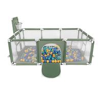 Selonis Baby Playpen Big Size Playground with 200 Balls for Kids, Green: Turquoise/Blue/Yellow/Transparent