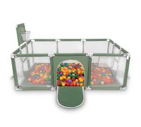 Selonis Baby Playpen Big Size Playground with 200 Balls for Kids, Green:Yellow/Green/Blue/Red/Orange