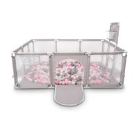 Selonis Baby Playpen Big Size Playground with 400 Balls for Kids, Grey:Pearl/Grey/Transparent/Powder Pink