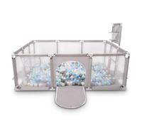 Selonis Baby Playpen Big Size Playground with 900 Balls for Kids, Grey:Pearl/Grey/Transparent/Mint