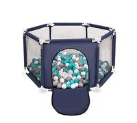 Selonis Hexagon 6 Side Play Pen with 400 Balls, Blue:Grey/White/Turquoise