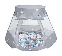 Selonis Play Tent 105X90cm/100 Balls Castle House Pop Up Ballpit Plastic Balls For Kids, Grey:Grey/White/Babyblue