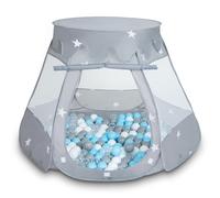 Selonis Play Tent 105X90cm/100 Balls Castle House Pop Up Ballpit Plastic Balls For Kids, Grey:Grey-White-Transparent-Babyblue