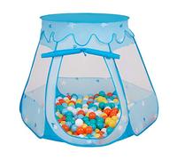 Selonis Play Tent 105X90cm/200 Balls Castle House Pop Up Ballpit Plastic Balls For Kids, Blue:White-Yellow-Orange-Babyblue-Turquoise