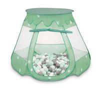 Selonis Play Tent 105X90cm/200 Balls Castle House Pop Up Ballpit Plastic Balls For Kids, Mint:White/Grey/Mint