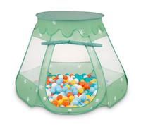 Selonis Play Tent 105X90cm/200 Balls Castle House Pop Up Ballpit Plastic Balls For Kids, Mint:White/Yellow/Orange/Babyblue/Turquoise
