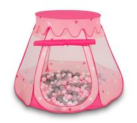 Selonis Play Tent 105X90cm/200 Balls Castle House Pop Up Ballpit Plastic Balls For Kids, Pink:Pearl-Grey-Transparent-Powder Pink