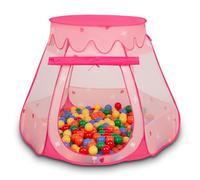 Selonis Play Tent 105X90cm/200 Balls Castle House Pop Up Ballpit Plastic Balls For Kids, Pink:Yellow-Green-Blue-Red-Orange