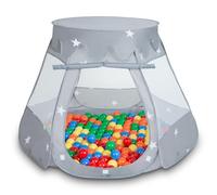 Selonis Play Tent 105X90cm/300 Balls Castle House Pop Up Ballpit Plastic Balls For Kids, Grey:Yellow-Green-Blue-Red-Orange