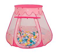 Selonis Play Tent 105X90cm/300 Balls Castle House Pop Up Ballpit Plastic Balls For Kids, Pink:White/Yellow/Babyblue/Powder Pink/Turquoise