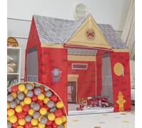 Selonis Playhouse Play Tent For Kids With 300 Balls Fire Station Durable And Creative Adventure Space Realistic Fire Truck Details Easy Assembly For Indoor And Outdoor