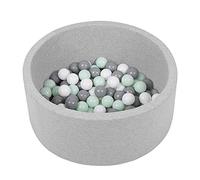 Selonis Soft Ball Pit Pool 70X30cm/150 Balls Round For Baby Toddler Foam, Light Grey:White/Grey/Mint