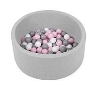 Selonis Soft Ball Pit Pool 70X30cm/150 Balls Round For Baby Toddler Foam, Light Grey:White/Grey/Powder Pink