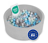 Selonis Soft Ball Pit Pool 90X30cm/200 Balls Round For Baby Toddler Foam, Light Grey:Pearl/Gris/Transparent/Babyblue/Mint