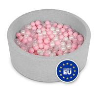 Selonis Soft Ball Pit Pool 90X30cm/200 Balls Round For Baby Toddler Foam, Light Grey:Powder Pink/Pearl/Transparent