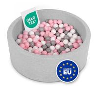 Selonis Soft Ball Pit Pool 90X30cm/200 Balls Round For Baby Toddler Foam, Light Grey:White-Grey-Light Pink