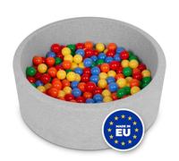 Selonis Soft Ball Pit Pool 90X30cm/200 Balls Round For Baby Toddler Foam, Light Grey:Yellow/Green/Blue/Red/Orange