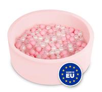 Selonis Soft Ball Pit Pool 90X30cm/200 Balls Round For Baby Toddler Foam, Pink:Powder Pink/Pearl/Transparent